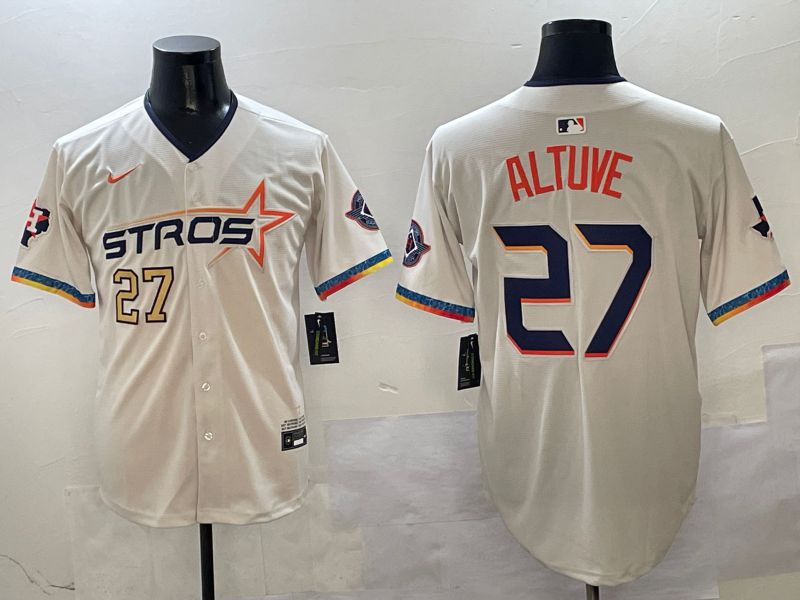 Men Houston Astros #27 Altuve Cream Fourth generation Joint Name 2025 Nike MLB Jersey style 4152->houston astros->MLB Jersey